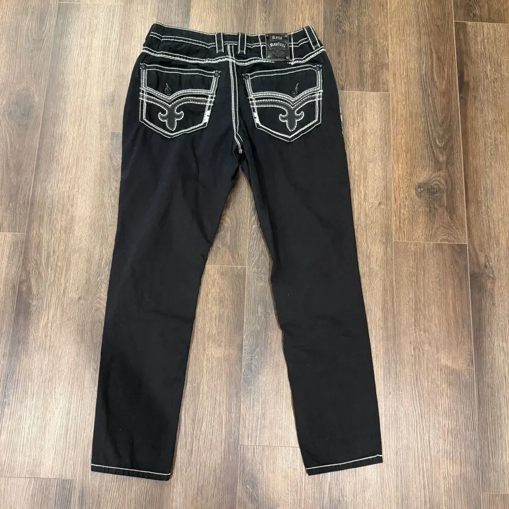 Rock Revival ELIAS Straight Black Jeans Mens 38 CUSTOM WAIST (See Measurements) - Picture 2 of 14